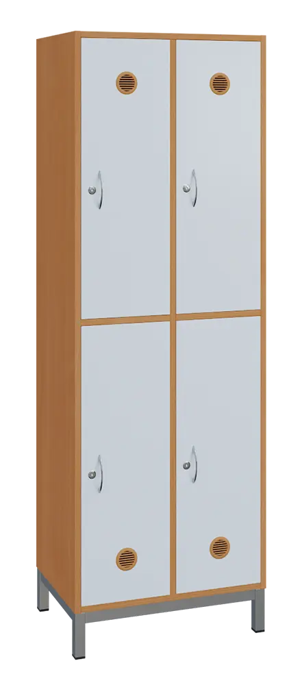 SBS-2222 šatní skříň 4-boxová, 1800x600x400 mm, kovové nohy, korpus buk royal, dvířka bílá